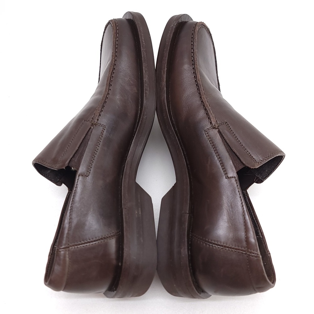 Vintage Alfani Trooper Mens 7 Brown Leather Square Toe Loafers Made in Italy - Picture 7 of 8